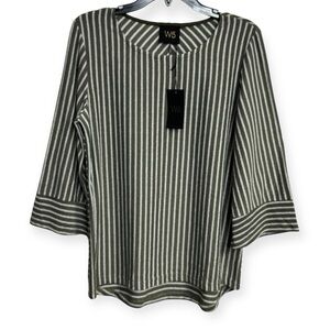 Anthropologie: W5 Gray and White Striped Blouse NWT
